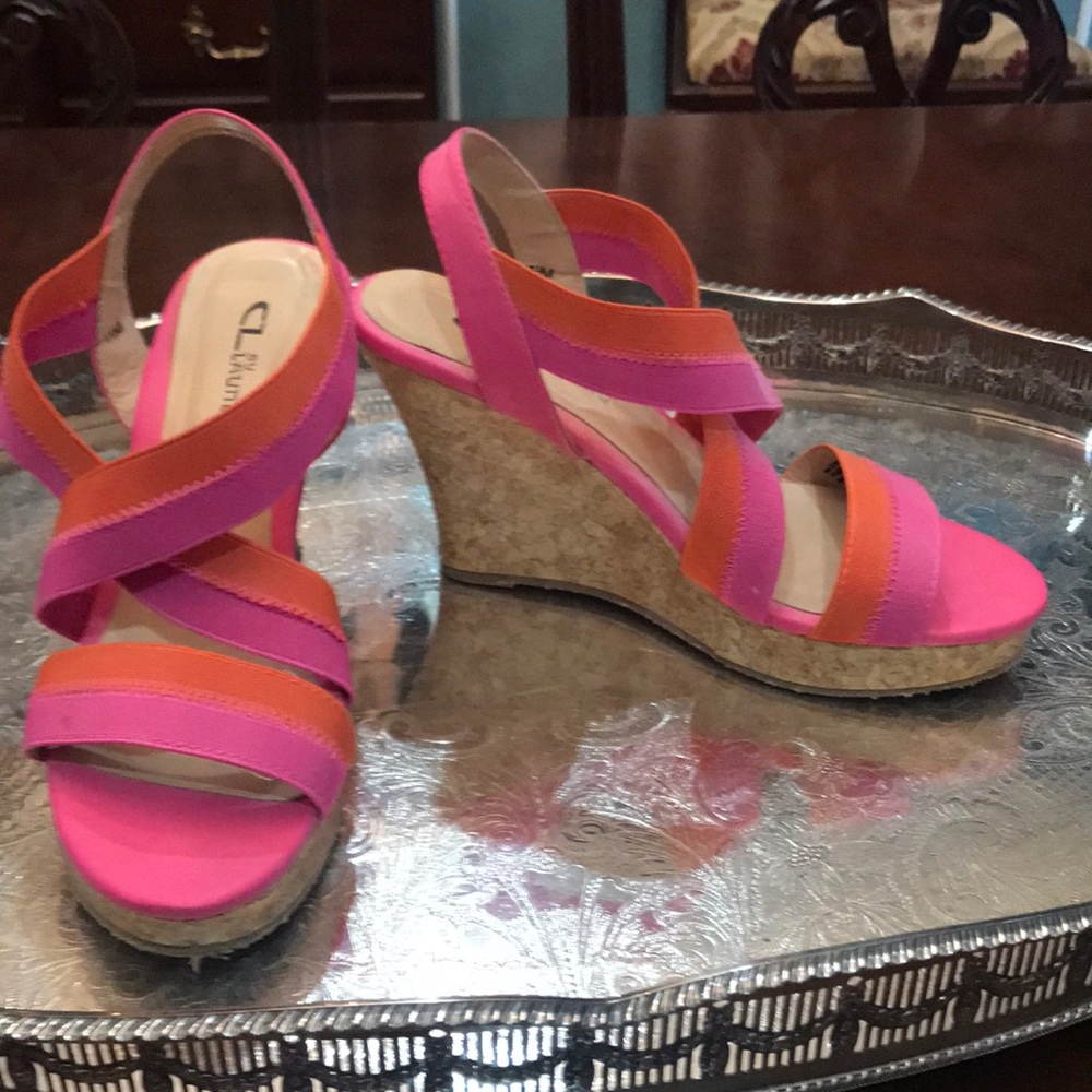 CL by Laundey pink/orange wedges / sandals